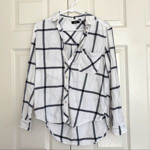 BDG white and navy line print flannel size xs